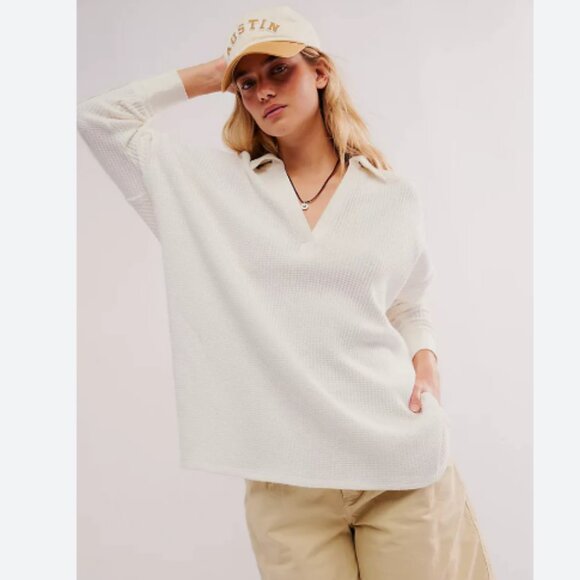 new FREE PEOPLE We The Free Travis Polo/Ivory 252 - Picture 11 of 12